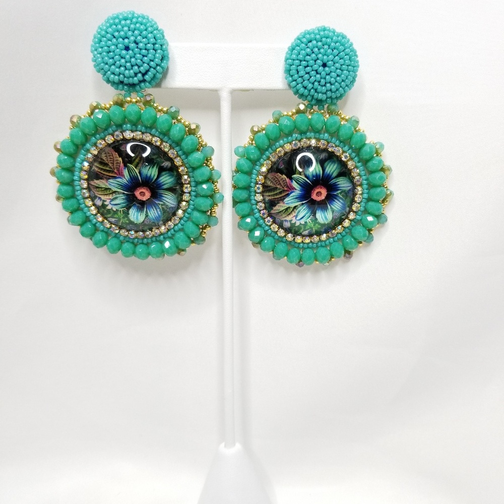 Glass Color Pattern Earrings